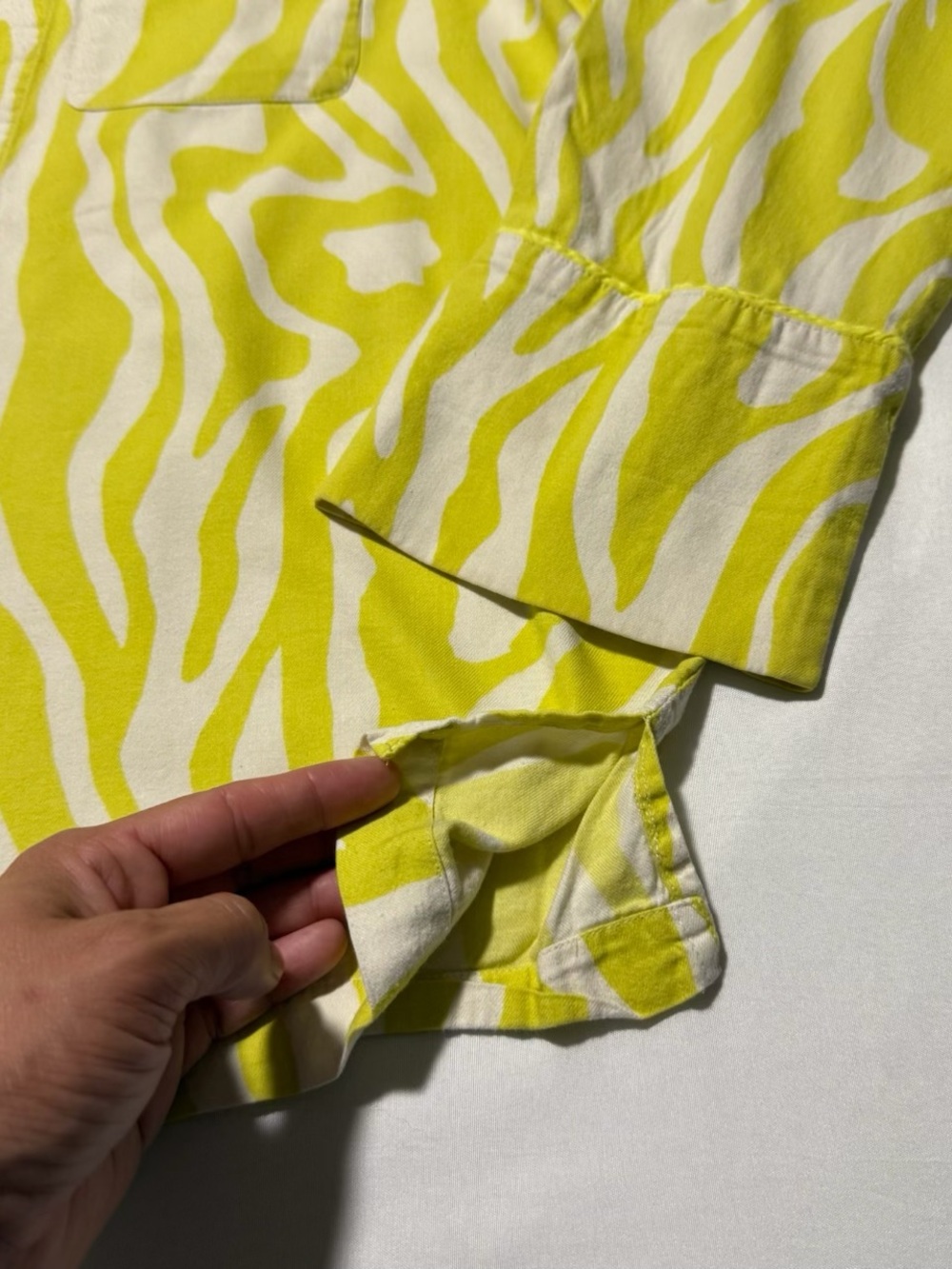 Anthropologie 2-piece Pajama Set Yellow White Zebra Print Button Top & Pants SzM - Picture 3 of 13